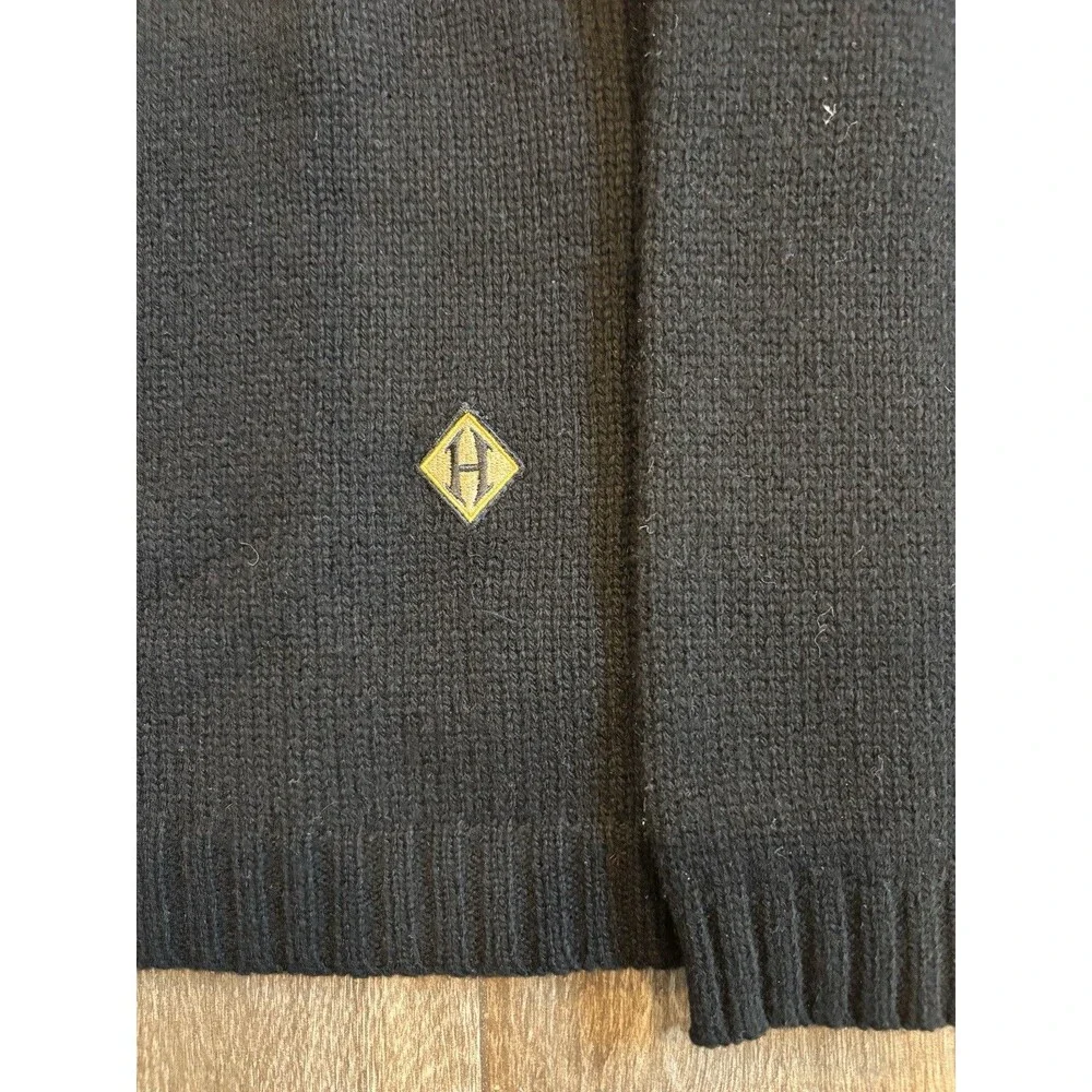 Men’s XXL‎ Black Tommy Hilfiger Lambswool Sweater With Gray Stripe V Neck EUC